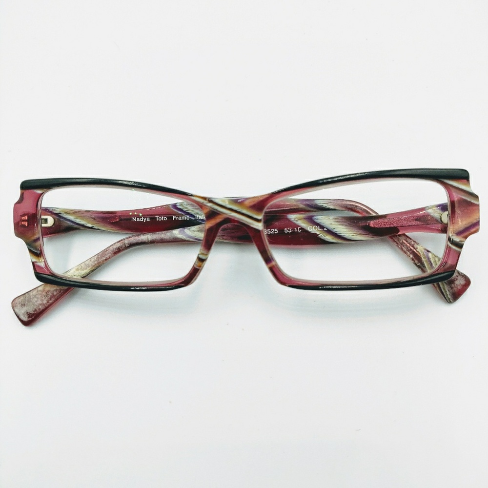 NADYA TOTO Made Italy Pink Plaid Eyeglass Frames
